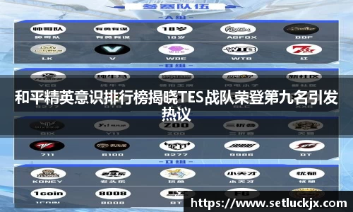 和平精英意识排行榜揭晓TES战队荣登第九名引发热议